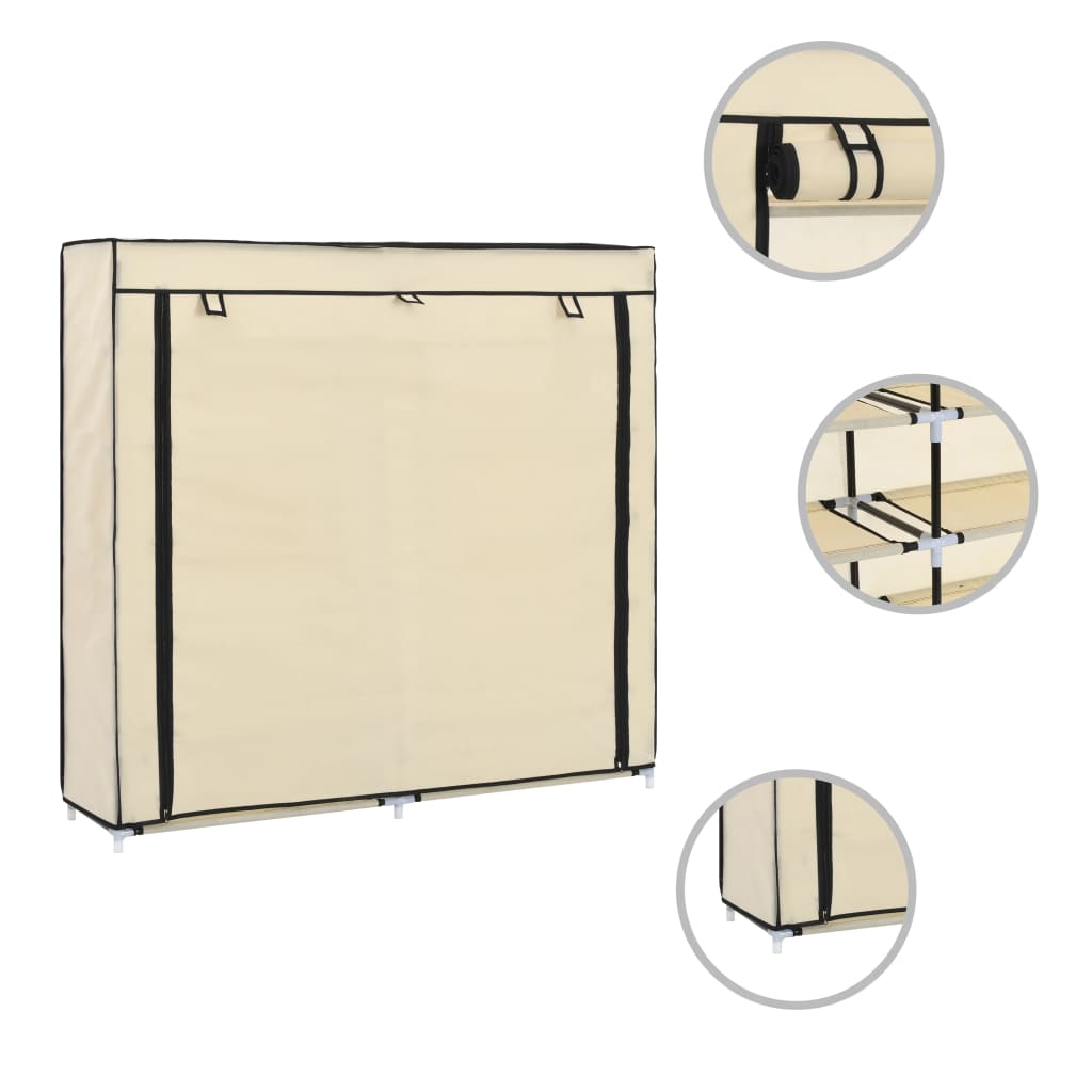 Schoenenkast met hoes 115x28x110 cm stof crème is nu te koop bij PeponiXL, paradijselijk wonen!