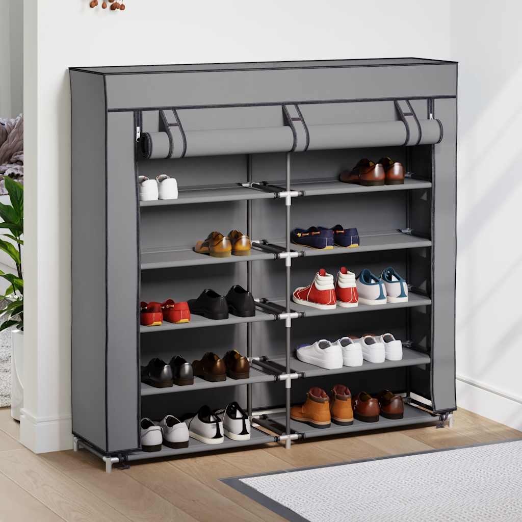 Schoenenkast met hoes 115x28x110 cm stof grijs is nu te koop bij PeponiXL, paradijselijk wonen!