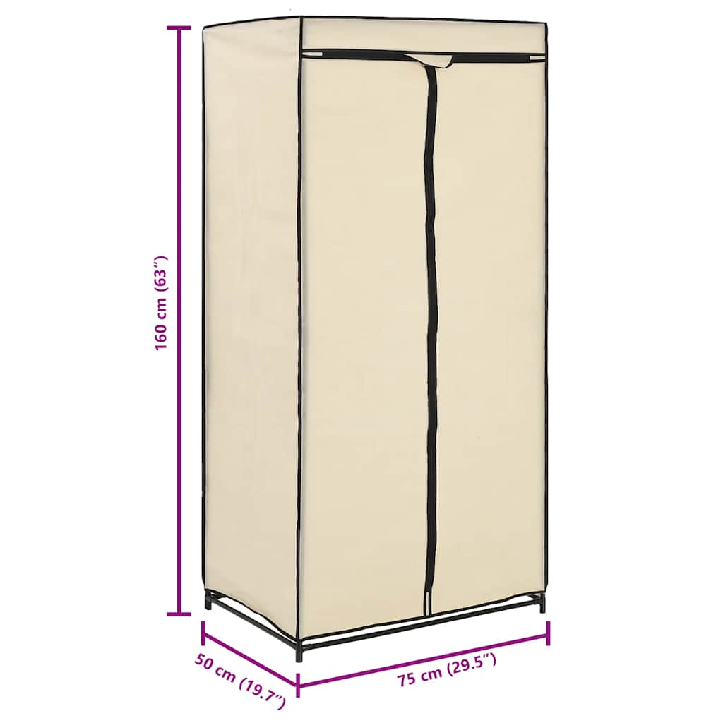 Kledingkast 75x50x160 cm crème is nu te koop bij PeponiXL, paradijselijk wonen!