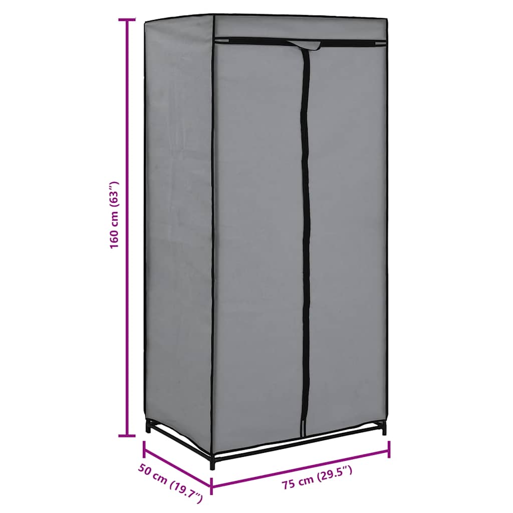 Kledingkast 75x50x160 cm grijs is nu te koop bij PeponiXL, paradijselijk wonen!