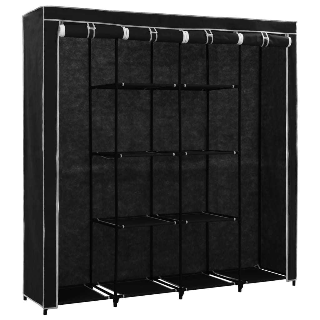 Kledingkast met 4 vakken 175x45x170 cm zwart is nu te koop bij PeponiXL, paradijselijk wonen!