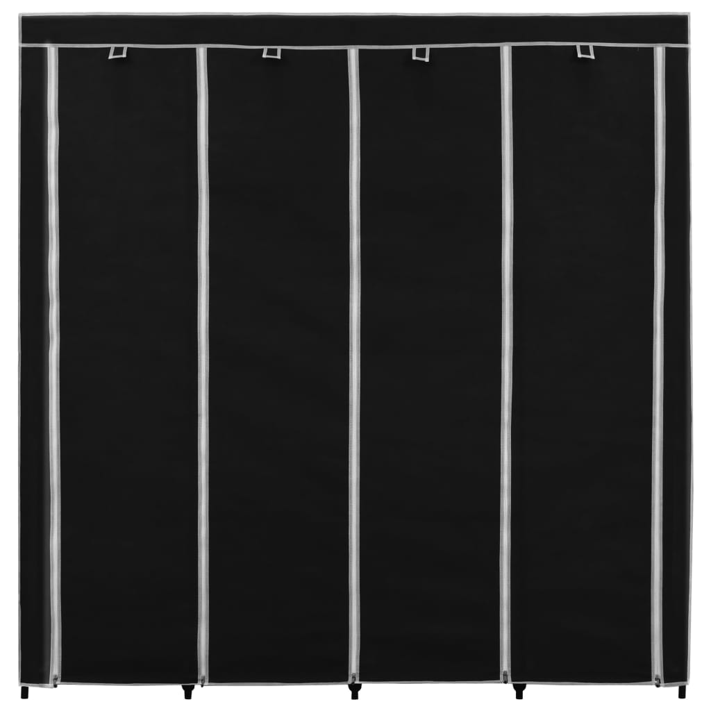 Kledingkast met 4 vakken 175x45x170 cm zwart is nu te koop bij PeponiXL, paradijselijk wonen!