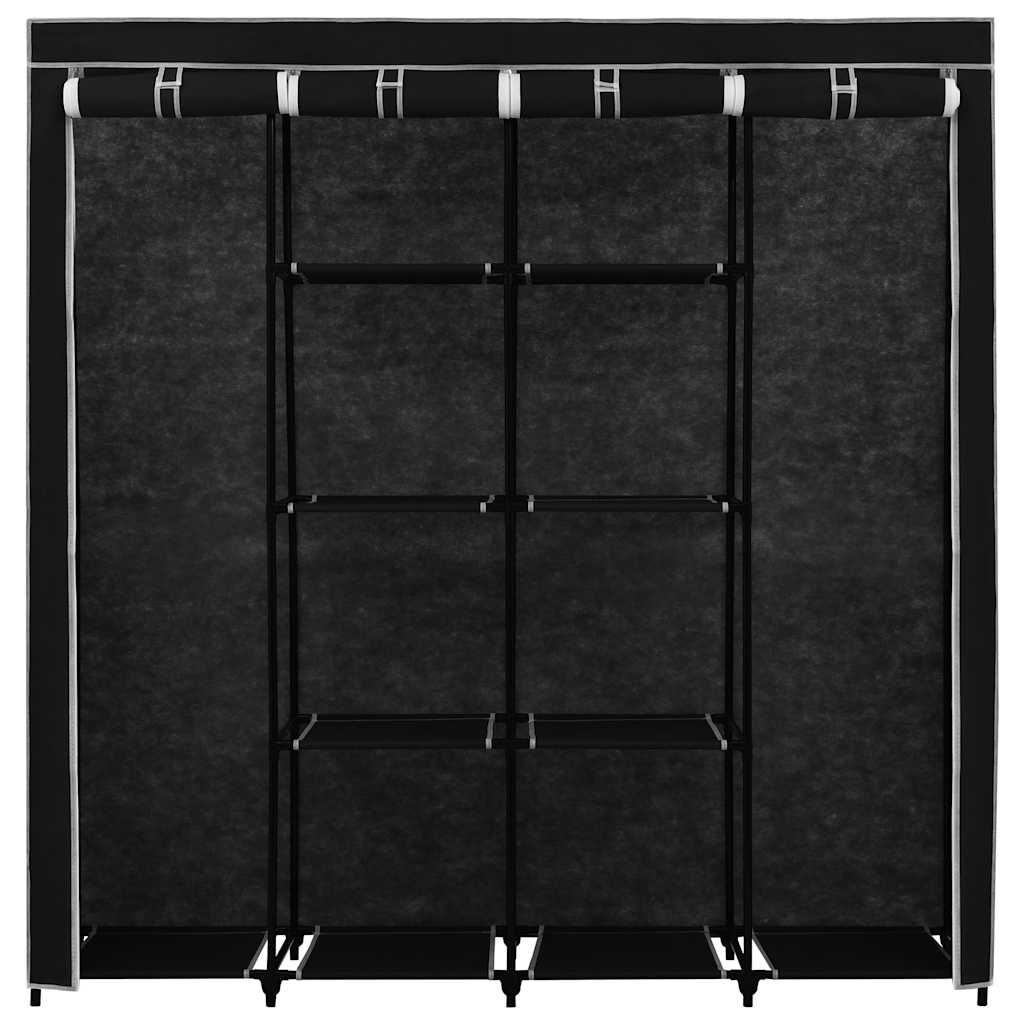 Kledingkast met 4 vakken 175x45x170 cm zwart is nu te koop bij PeponiXL, paradijselijk wonen!