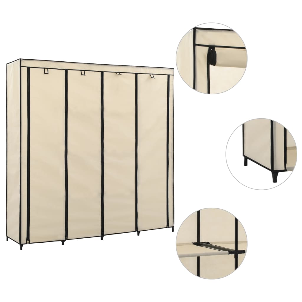Kledingkast met 4 vakken 175x45x170 cm crème is nu te koop bij PeponiXL, paradijselijk wonen!