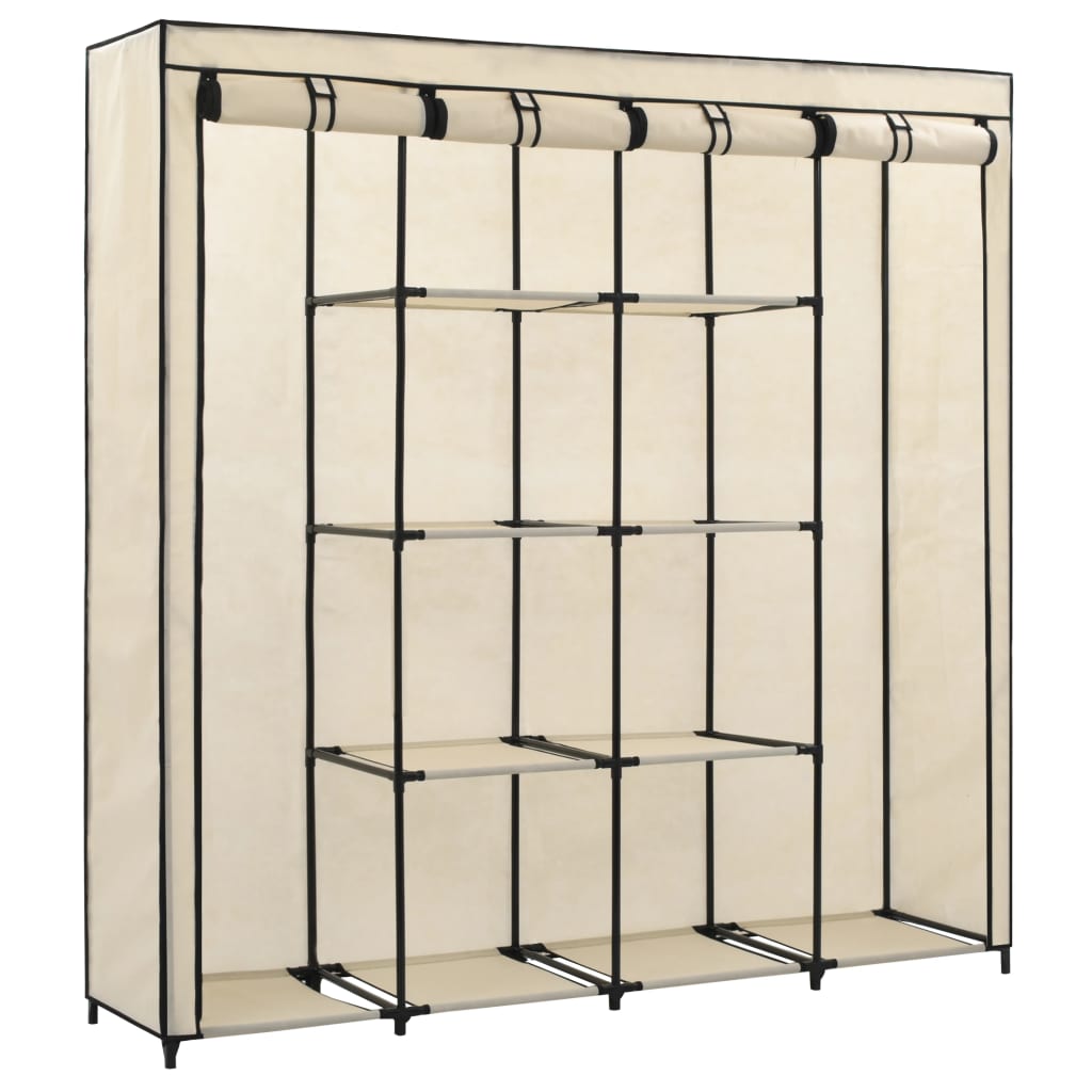 Kledingkast met 4 vakken 175x45x170 cm crème is nu te koop bij PeponiXL, paradijselijk wonen!