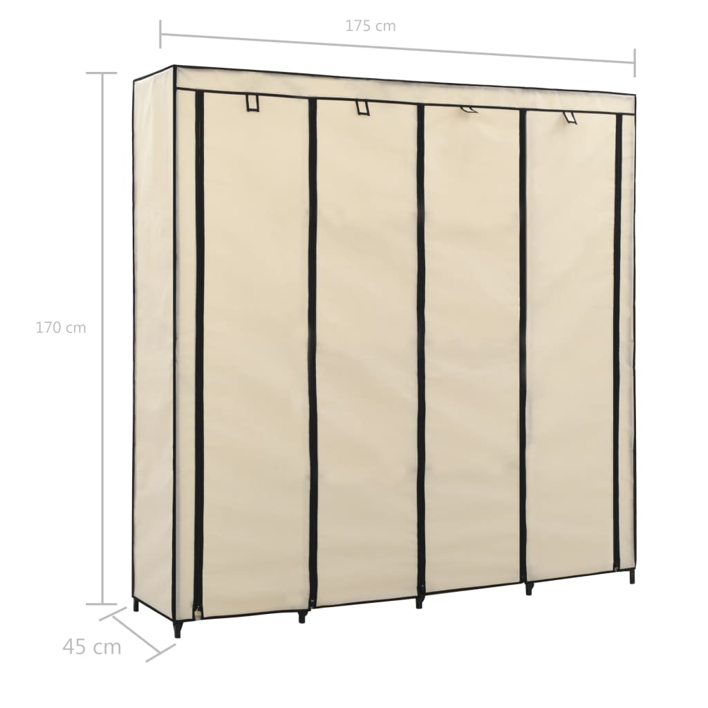 Kledingkast met 4 vakken 175x45x170 cm crème is nu te koop bij PeponiXL, paradijselijk wonen!