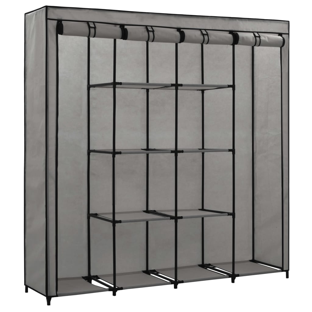 Kledingkast met 4 vakken 175x45x170 cm grijs is nu te koop bij PeponiXL, paradijselijk wonen!