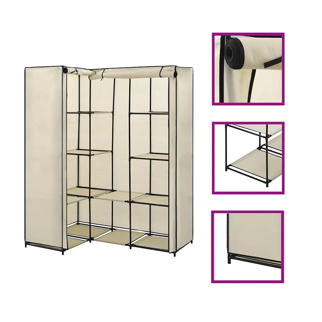 Hoekkledingkast 130x87x169 cm crème is nu te koop bij PeponiXL, paradijselijk wonen!