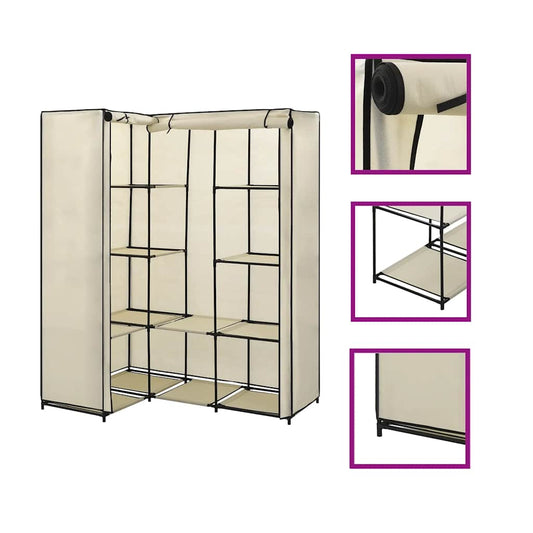 Hoekkledingkast 130x87x169 cm crème is nu te koop bij PeponiXL, paradijselijk wonen!