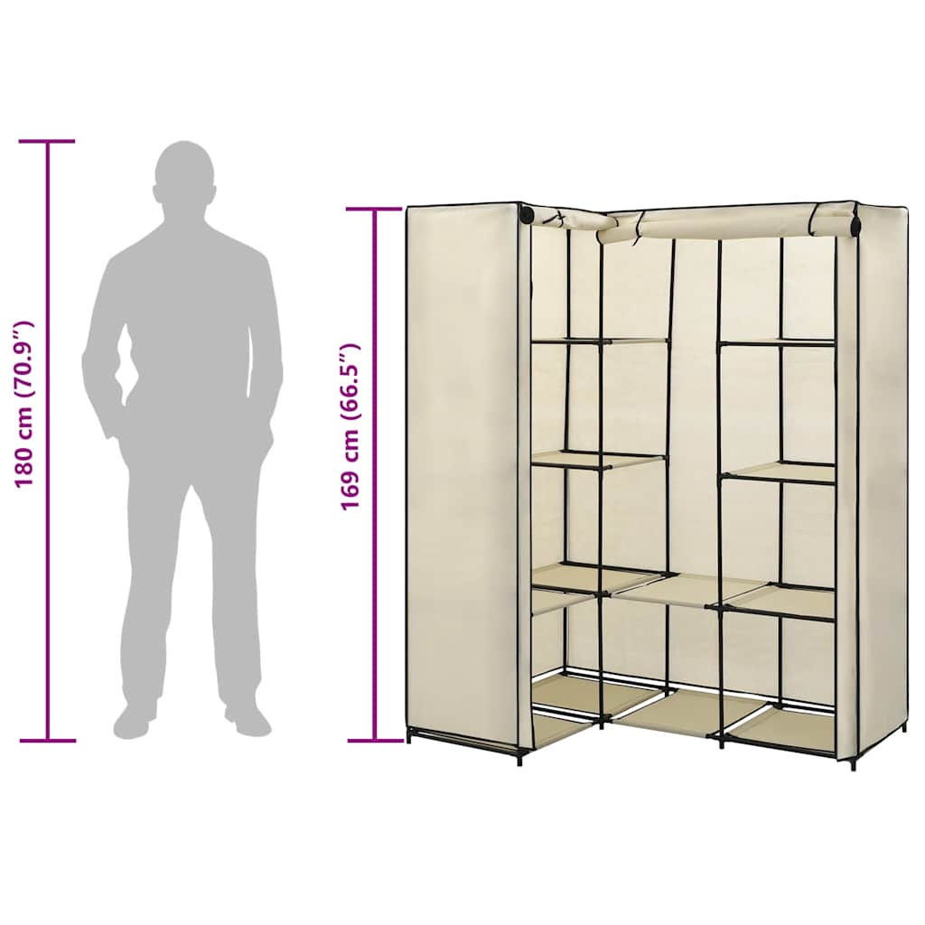 Hoekkledingkast 130x87x169 cm crème is nu te koop bij PeponiXL, paradijselijk wonen!