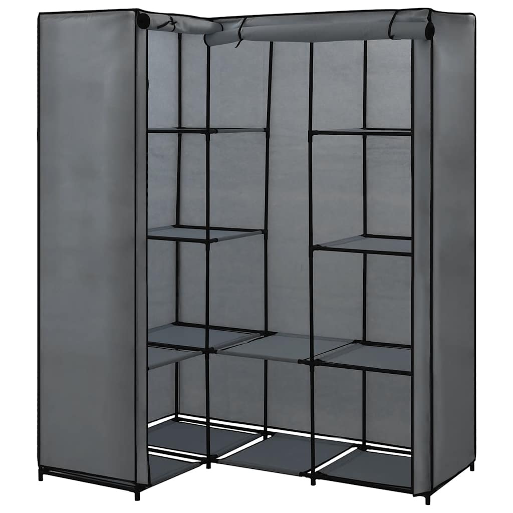 Hoekkledingkast 130x87x169 cm grijs is nu te koop bij PeponiXL, paradijselijk wonen!