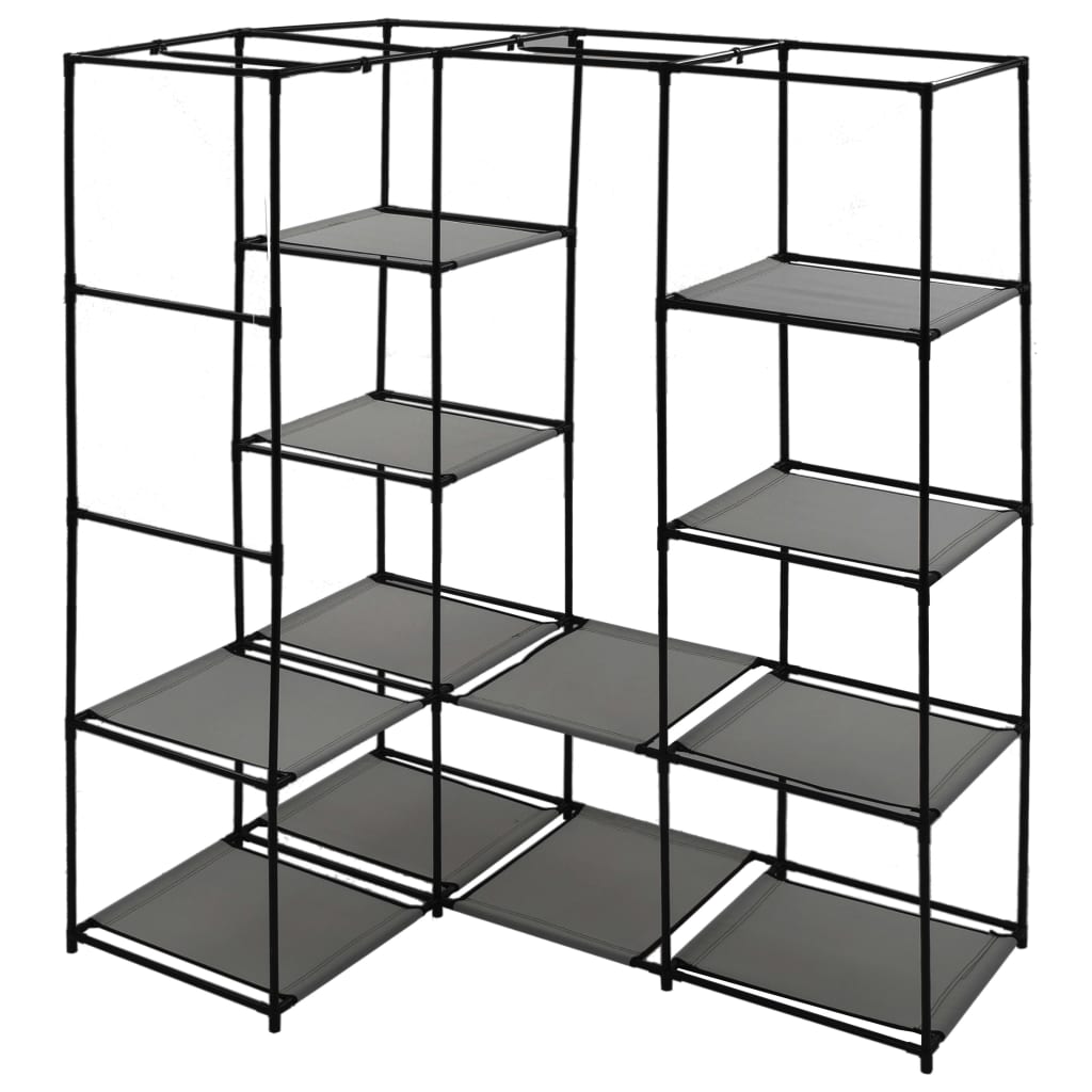 Hoekkledingkast 130x87x169 cm grijs is nu te koop bij PeponiXL, paradijselijk wonen!