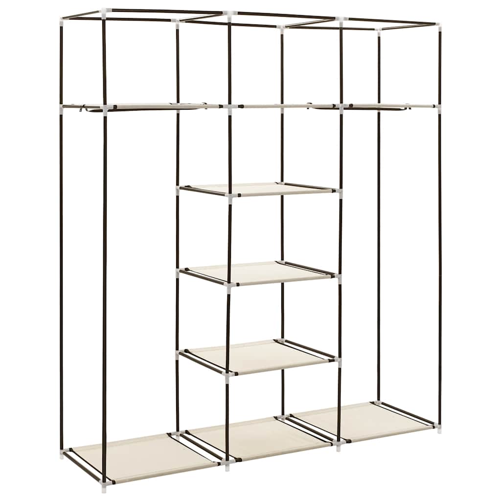 Kledingkast met vakken en stangen 150x45x175 cm stof crème is nu te koop bij PeponiXL, paradijselijk wonen!