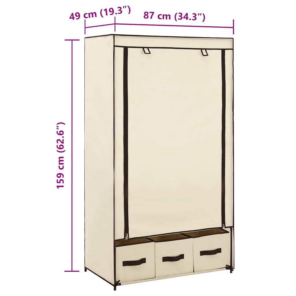 Kledingkast 87x49x159 cm stof crème is nu te koop bij PeponiXL, paradijselijk wonen!