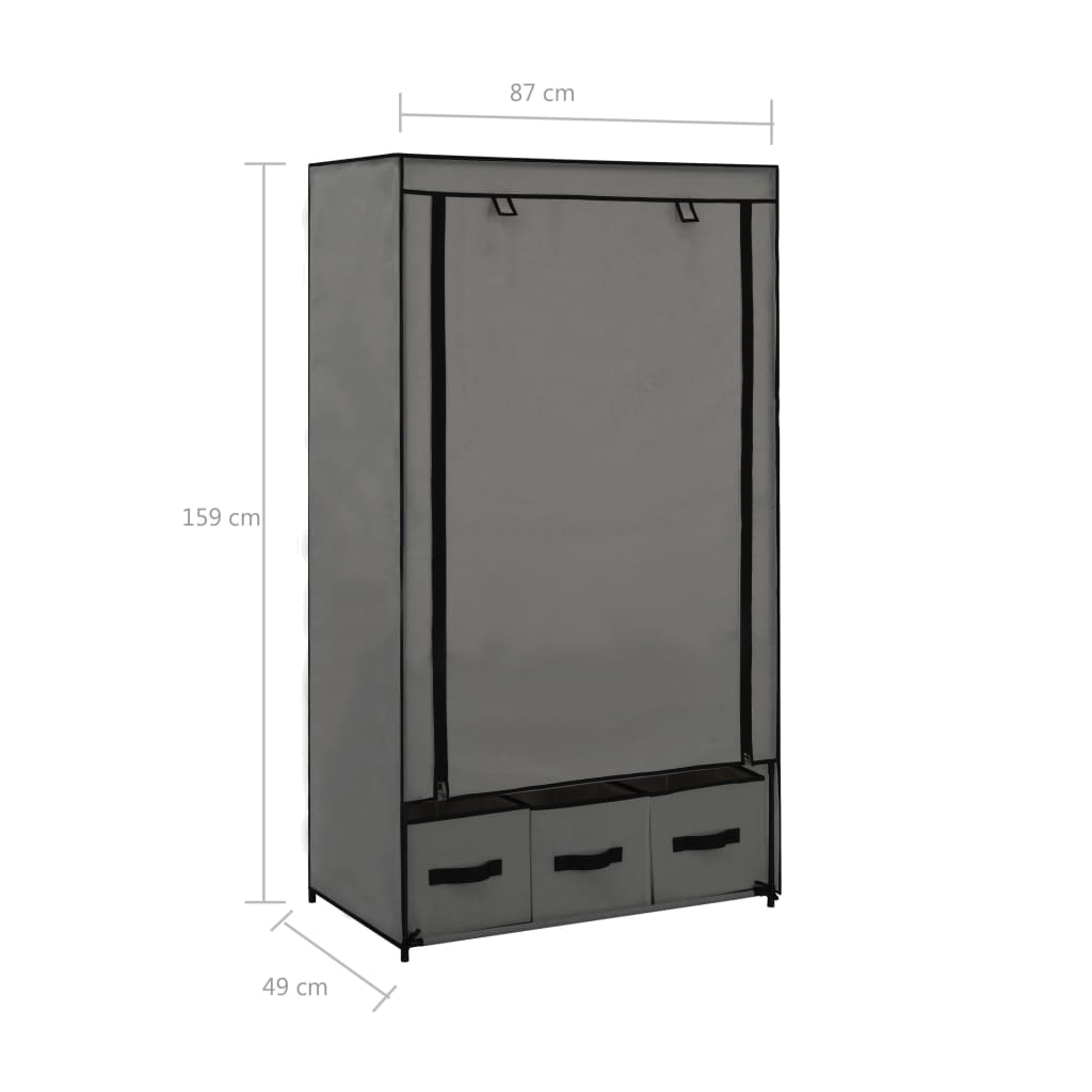 Kledingkast 87x49x159 cm stof grijs is nu te koop bij PeponiXL, paradijselijk wonen!