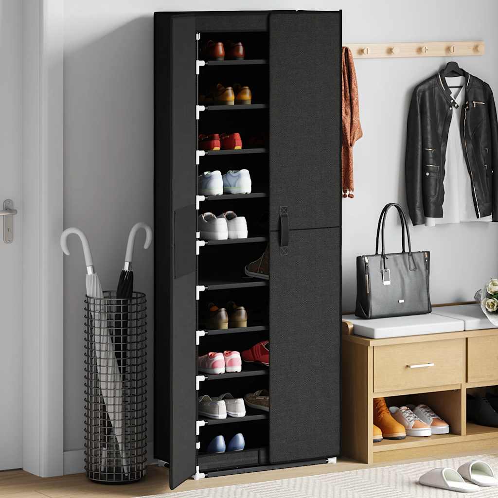 Schoenenkast 60x30x166 cm stof zwart