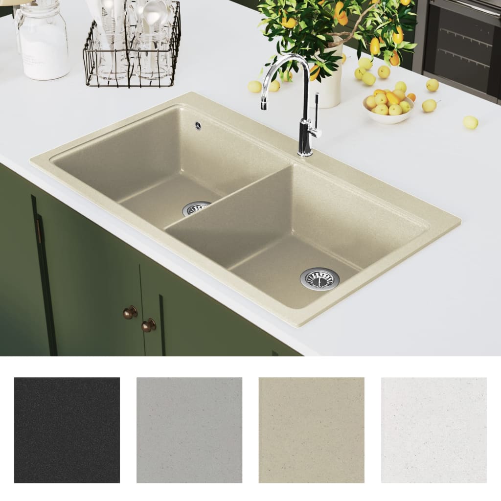 Gootsteen dubbele bakken graniet beige is nu te koop bij PeponiXL, paradijselijk wonen!