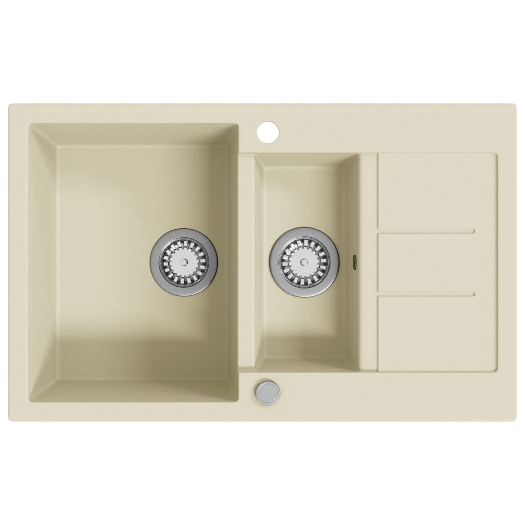 Gootsteen dubbele bakken graniet beige is nu te koop bij PeponiXL, paradijselijk wonen!