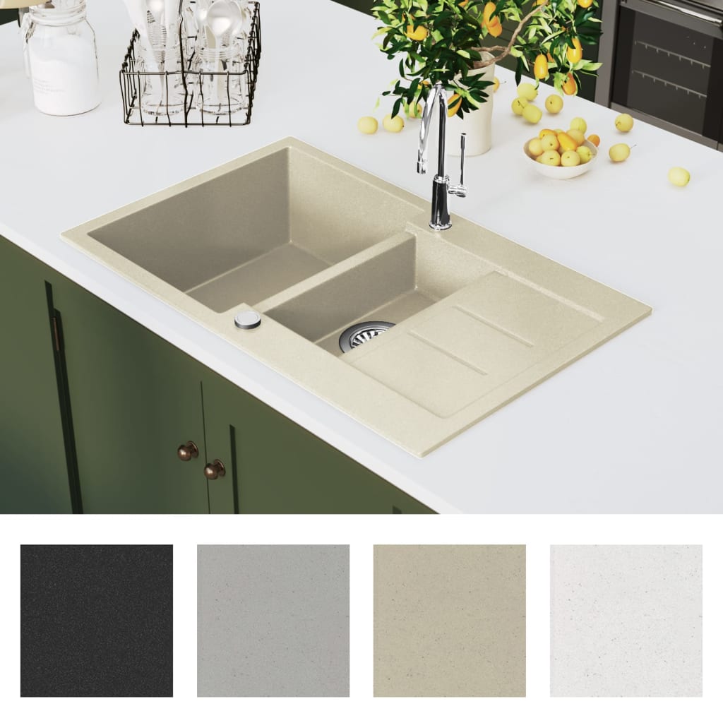 Gootsteen dubbele bakken graniet beige is nu te koop bij PeponiXL, paradijselijk wonen!