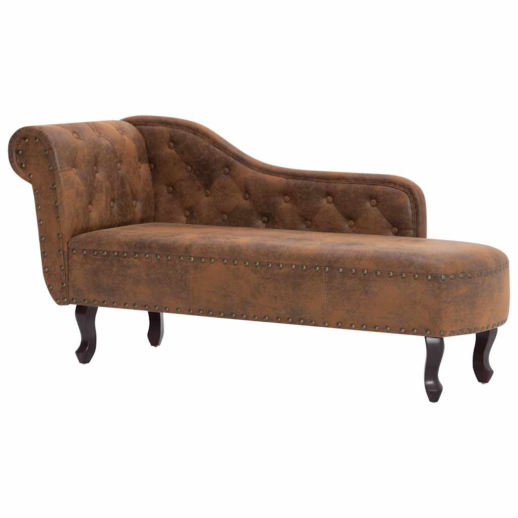 Chaise longue kunstsuède bruin is nu te koop bij PeponiXL, paradijselijk wonen!