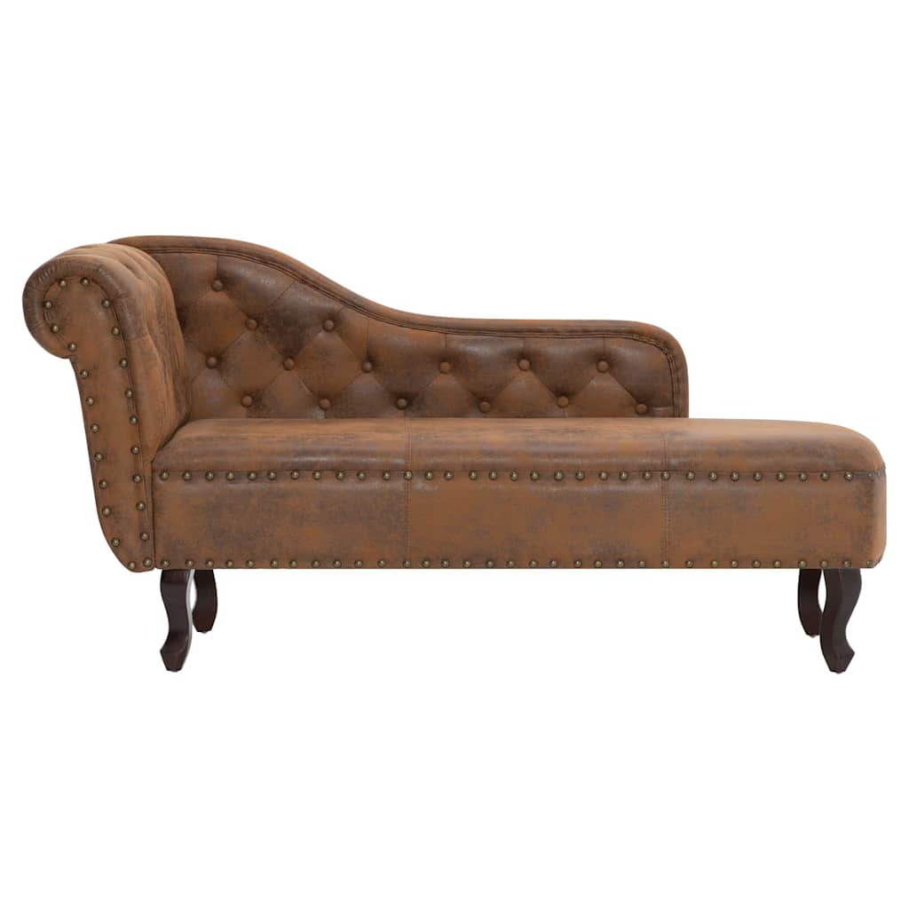 Chaise longue kunstsuède bruin is nu te koop bij PeponiXL, paradijselijk wonen!