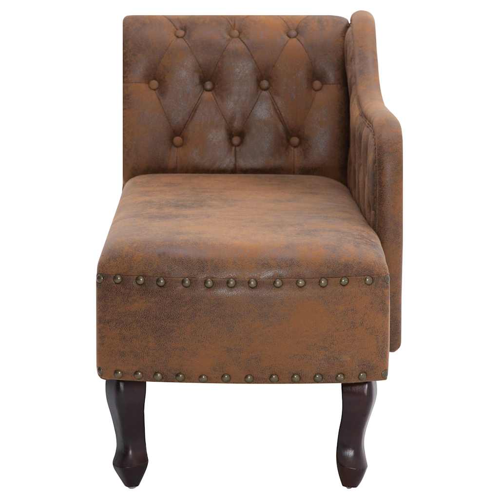 Chaise longue kunstsuède bruin is nu te koop bij PeponiXL, paradijselijk wonen!