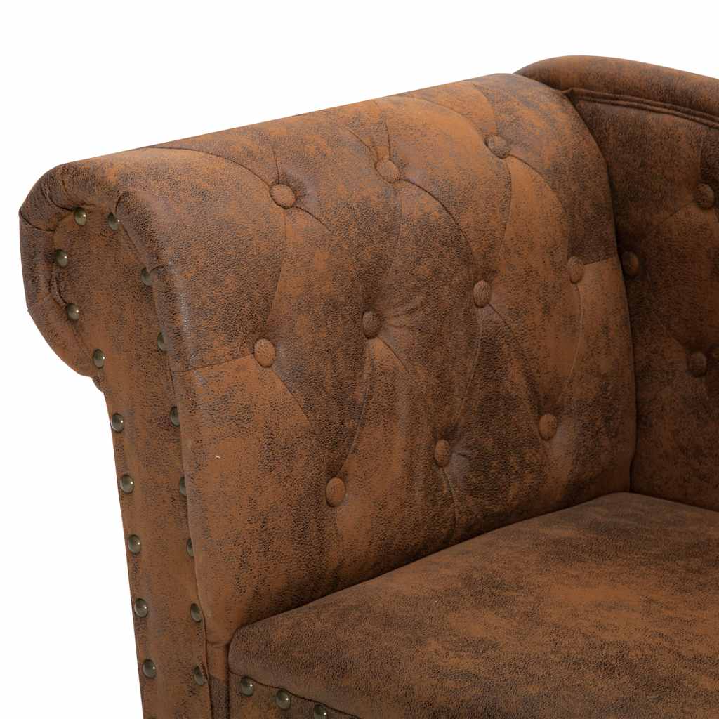 Chaise longue kunstsuède bruin is nu te koop bij PeponiXL, paradijselijk wonen!