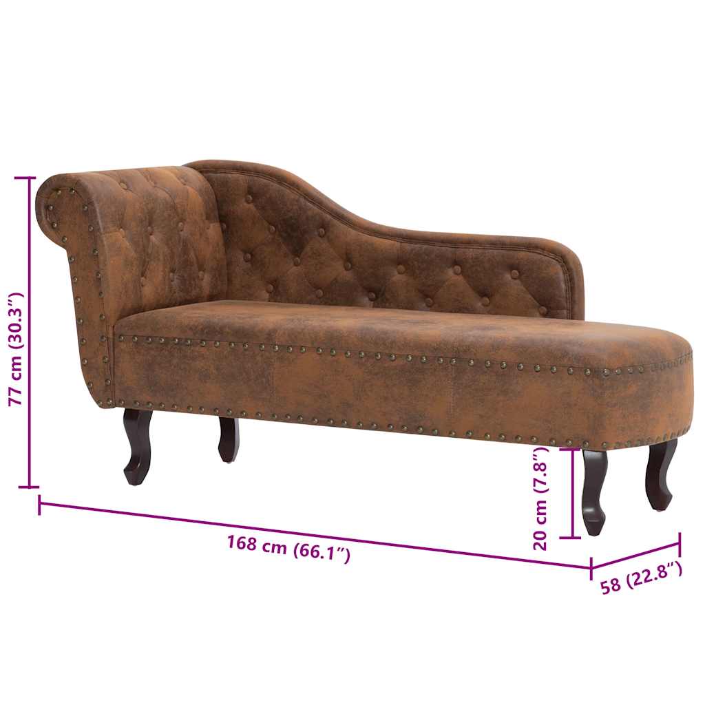 Chaise longue kunstsuède bruin is nu te koop bij PeponiXL, paradijselijk wonen!