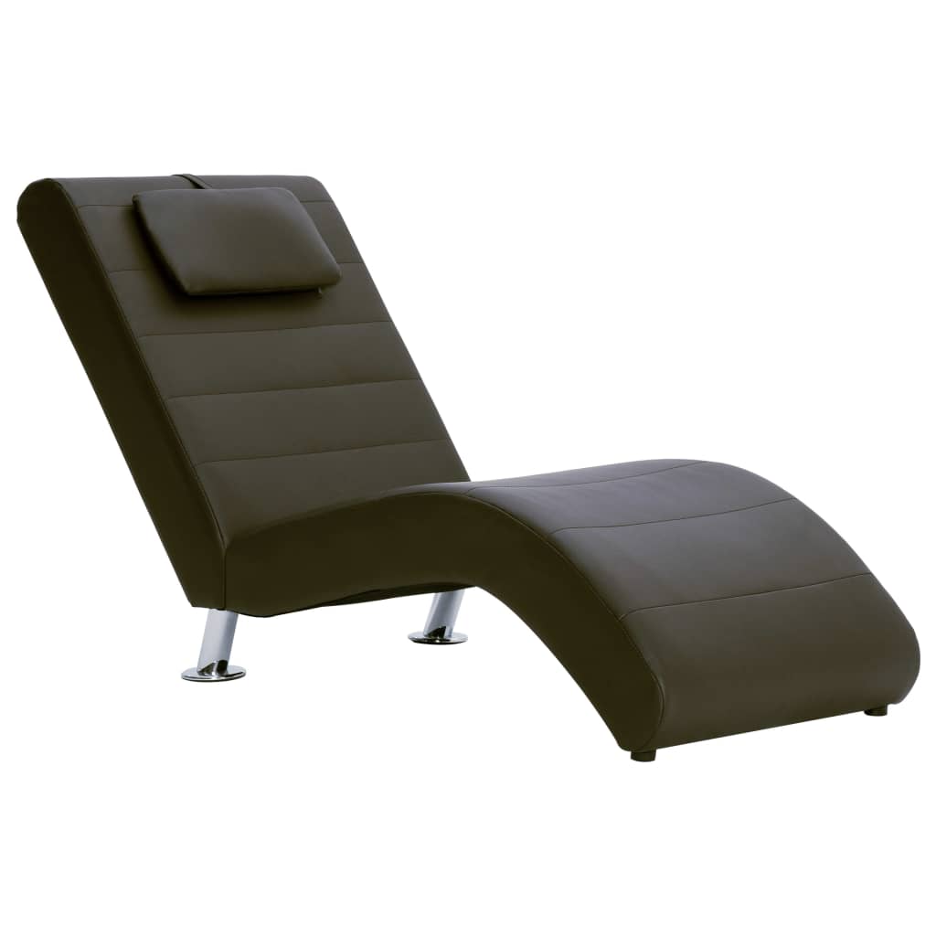 Chaise longue met kussen kunstleer bruin is nu te koop bij PeponiXL, paradijselijk wonen!