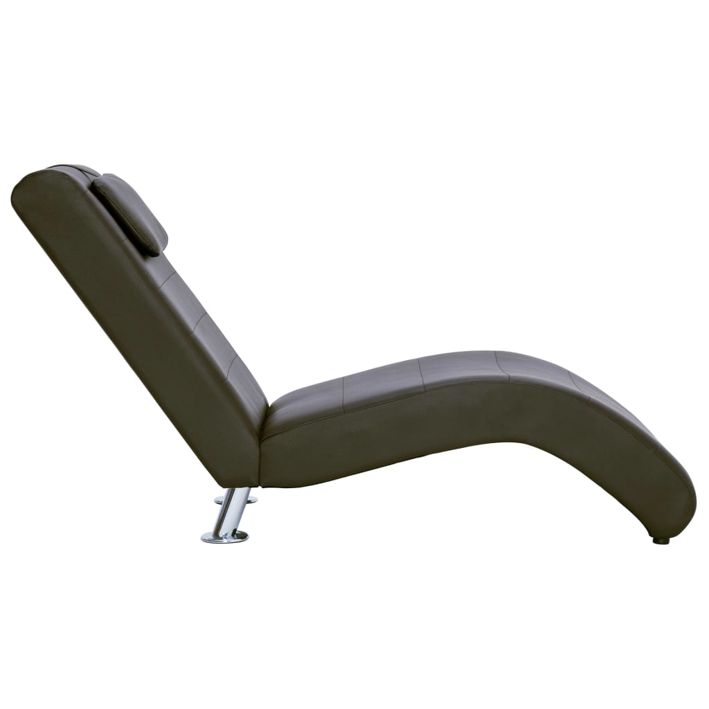 Chaise longue met kussen kunstleer bruin is nu te koop bij PeponiXL, paradijselijk wonen!