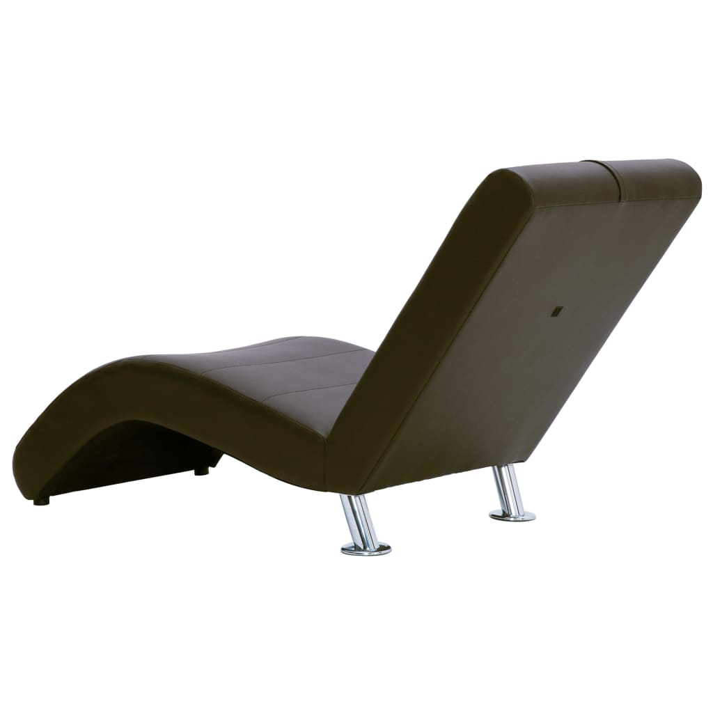 Chaise longue met kussen kunstleer bruin is nu te koop bij PeponiXL, paradijselijk wonen!