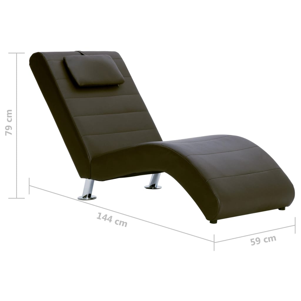 Chaise longue met kussen kunstleer bruin is nu te koop bij PeponiXL, paradijselijk wonen!