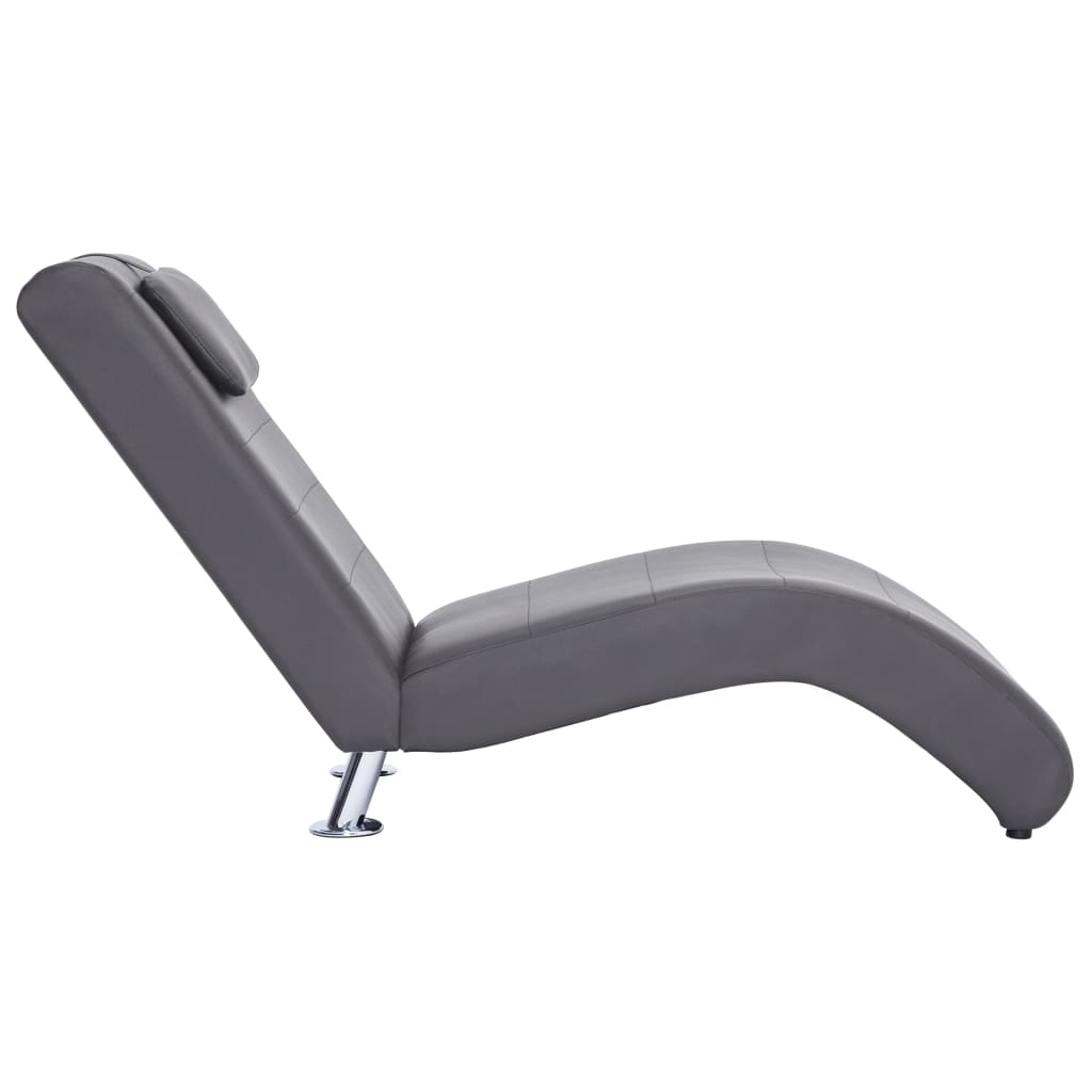 Chaise longue met kussen kunstleer grijs is nu te koop bij PeponiXL, paradijselijk wonen!