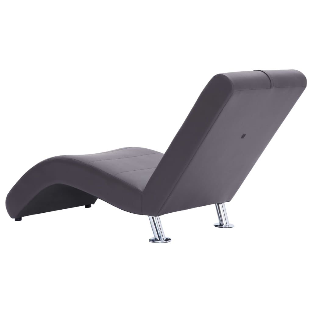 Chaise longue met kussen kunstleer grijs is nu te koop bij PeponiXL, paradijselijk wonen!