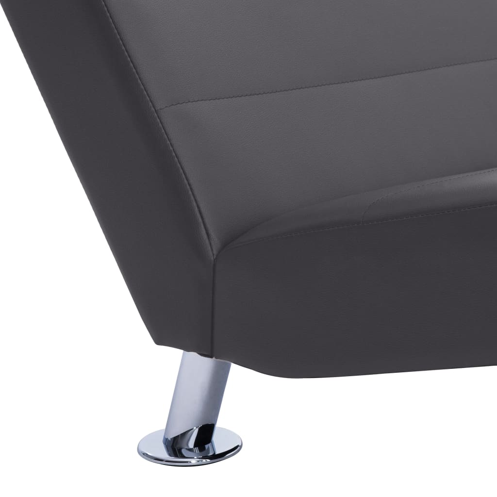 Chaise longue met kussen kunstleer grijs is nu te koop bij PeponiXL, paradijselijk wonen!