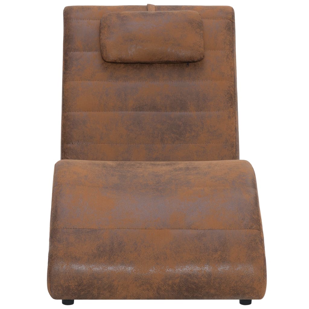 Chaise longue met kussen kunstsuède bruin is nu te koop bij PeponiXL, paradijselijk wonen!