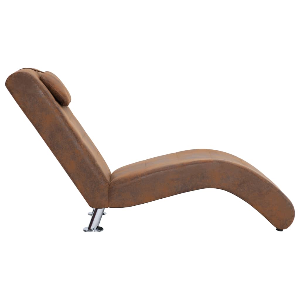 Chaise longue met kussen kunstsuède bruin is nu te koop bij PeponiXL, paradijselijk wonen!