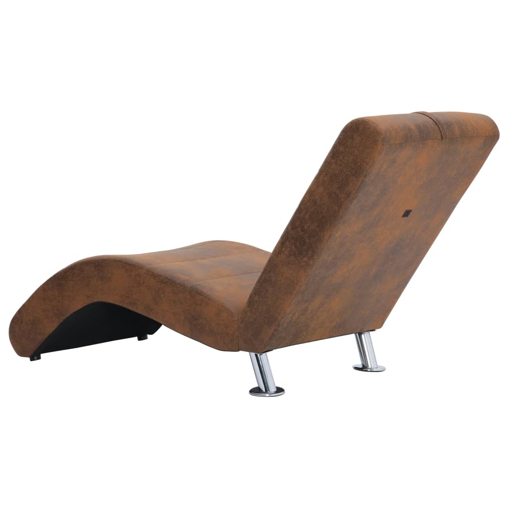 Chaise longue met kussen kunstsuède bruin is nu te koop bij PeponiXL, paradijselijk wonen!