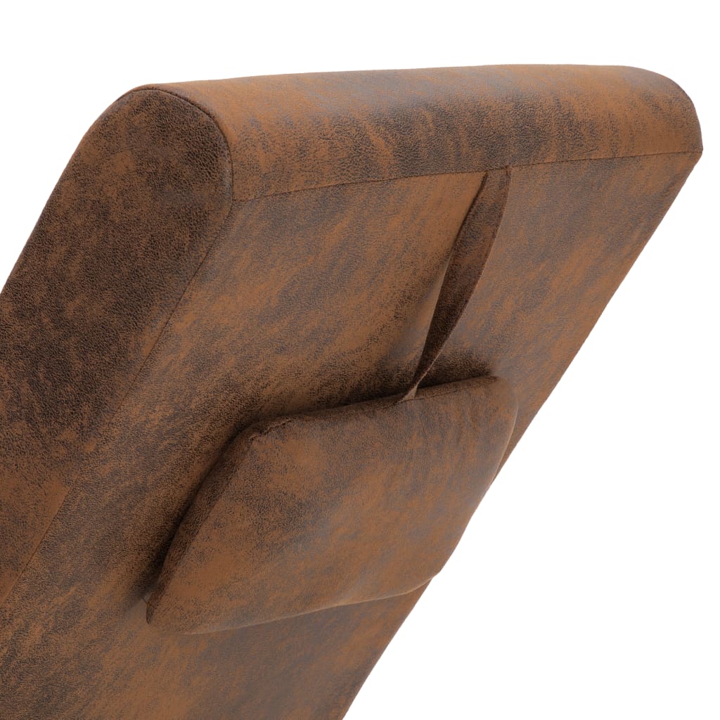 Chaise longue met kussen kunstsuède bruin is nu te koop bij PeponiXL, paradijselijk wonen!
