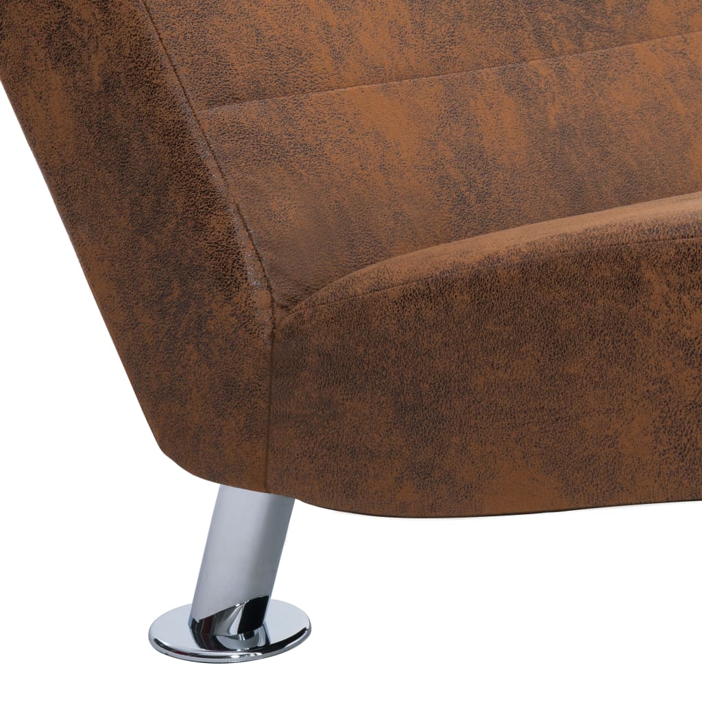 Chaise longue met kussen kunstsuède bruin is nu te koop bij PeponiXL, paradijselijk wonen!