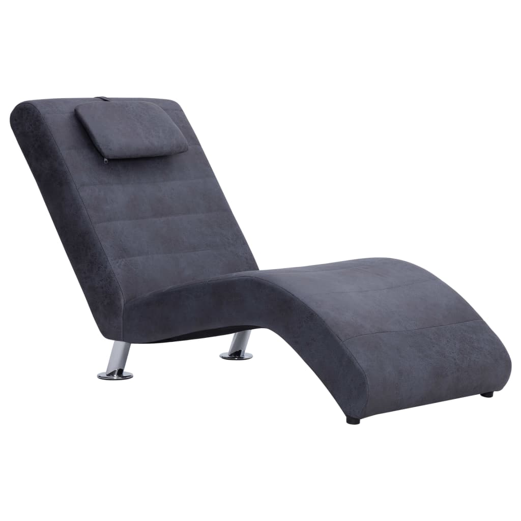Chaise longue met kussen kunstsuède grijs is nu te koop bij PeponiXL, paradijselijk wonen!