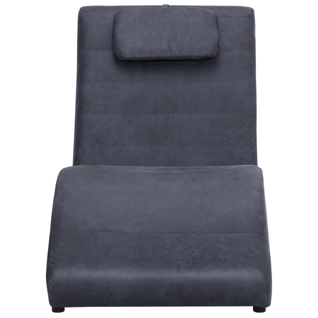 Chaise longue met kussen kunstsuède grijs is nu te koop bij PeponiXL, paradijselijk wonen!