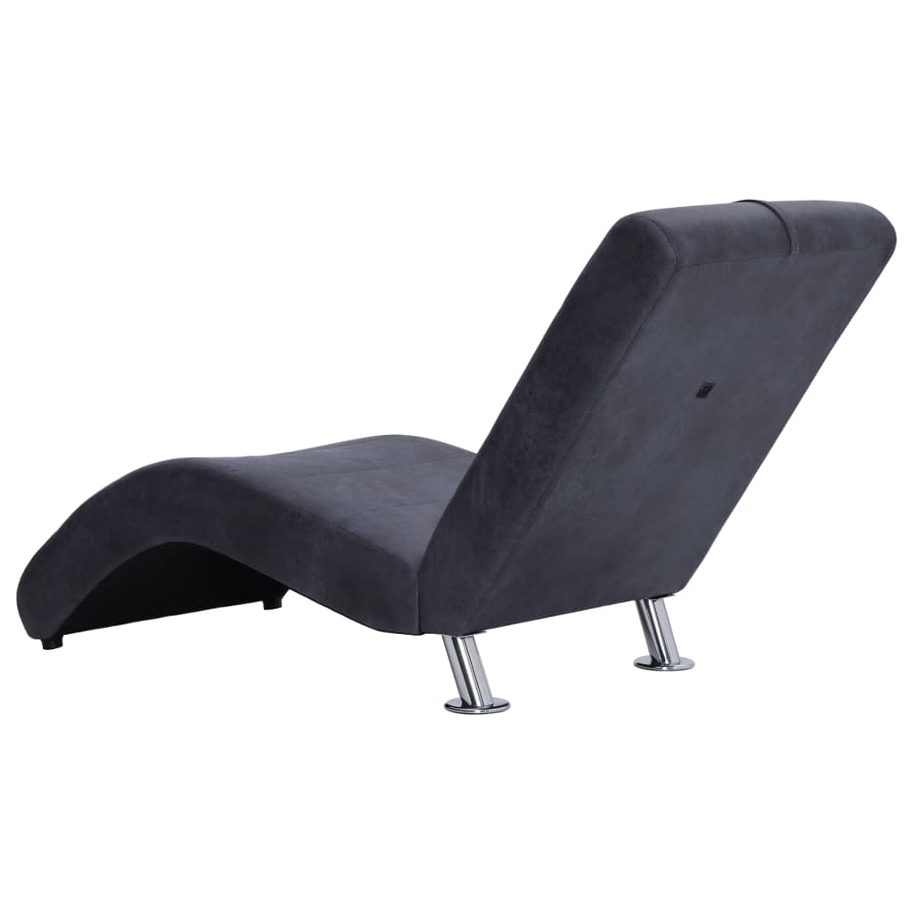 Chaise longue met kussen kunstsuède grijs is nu te koop bij PeponiXL, paradijselijk wonen!
