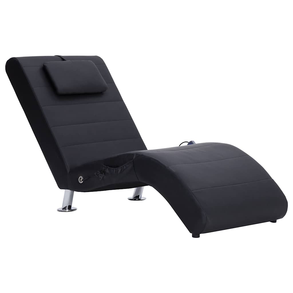 Massage chaise longue met kussen kunstleer zwart is nu te koop bij PeponiXL, paradijselijk wonen!