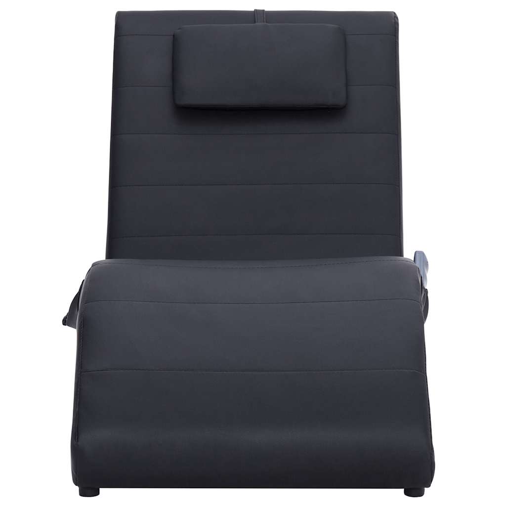 Massage chaise longue met kussen kunstleer zwart is nu te koop bij PeponiXL, paradijselijk wonen!