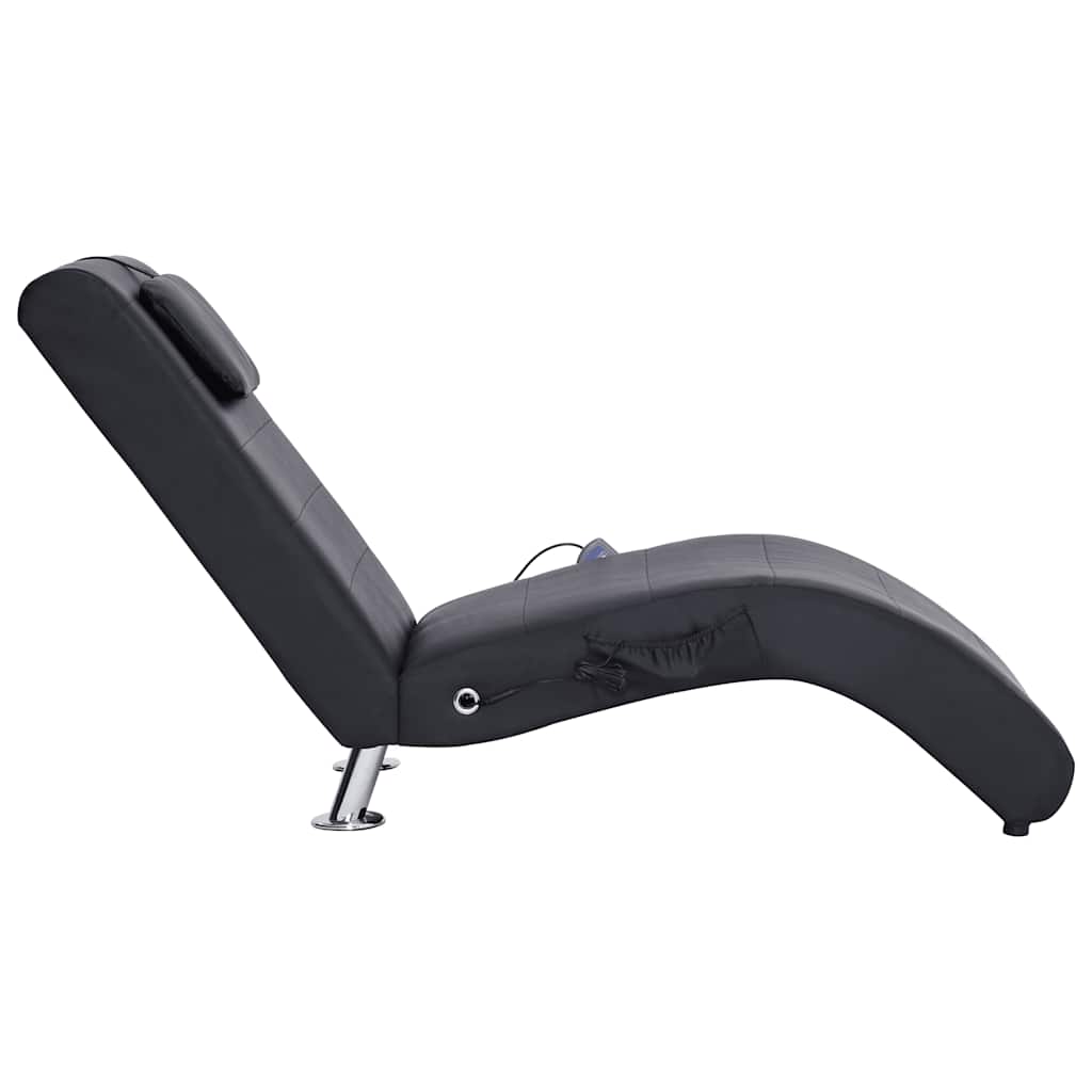 Massage chaise longue met kussen kunstleer zwart is nu te koop bij PeponiXL, paradijselijk wonen!