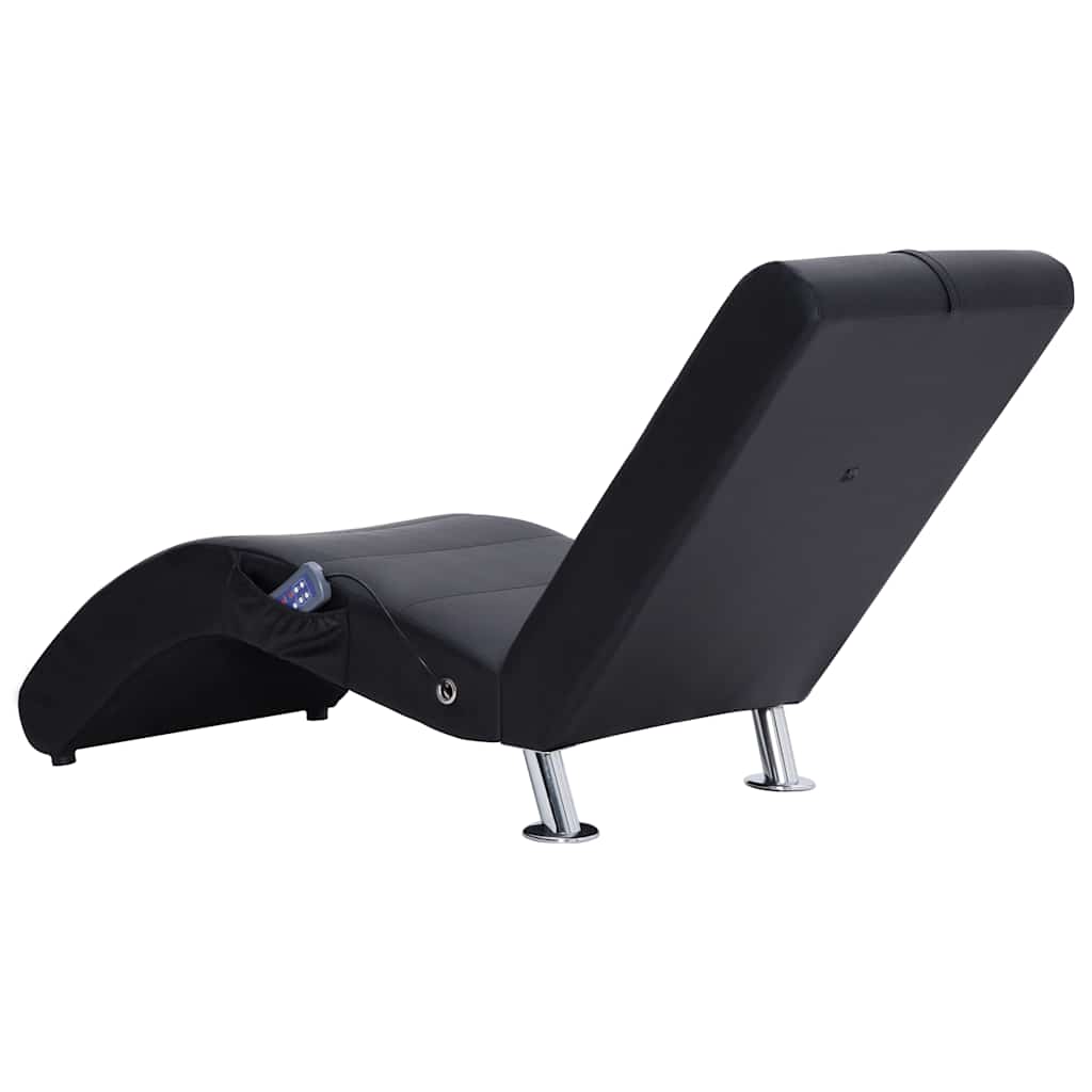 Massage chaise longue met kussen kunstleer zwart is nu te koop bij PeponiXL, paradijselijk wonen!