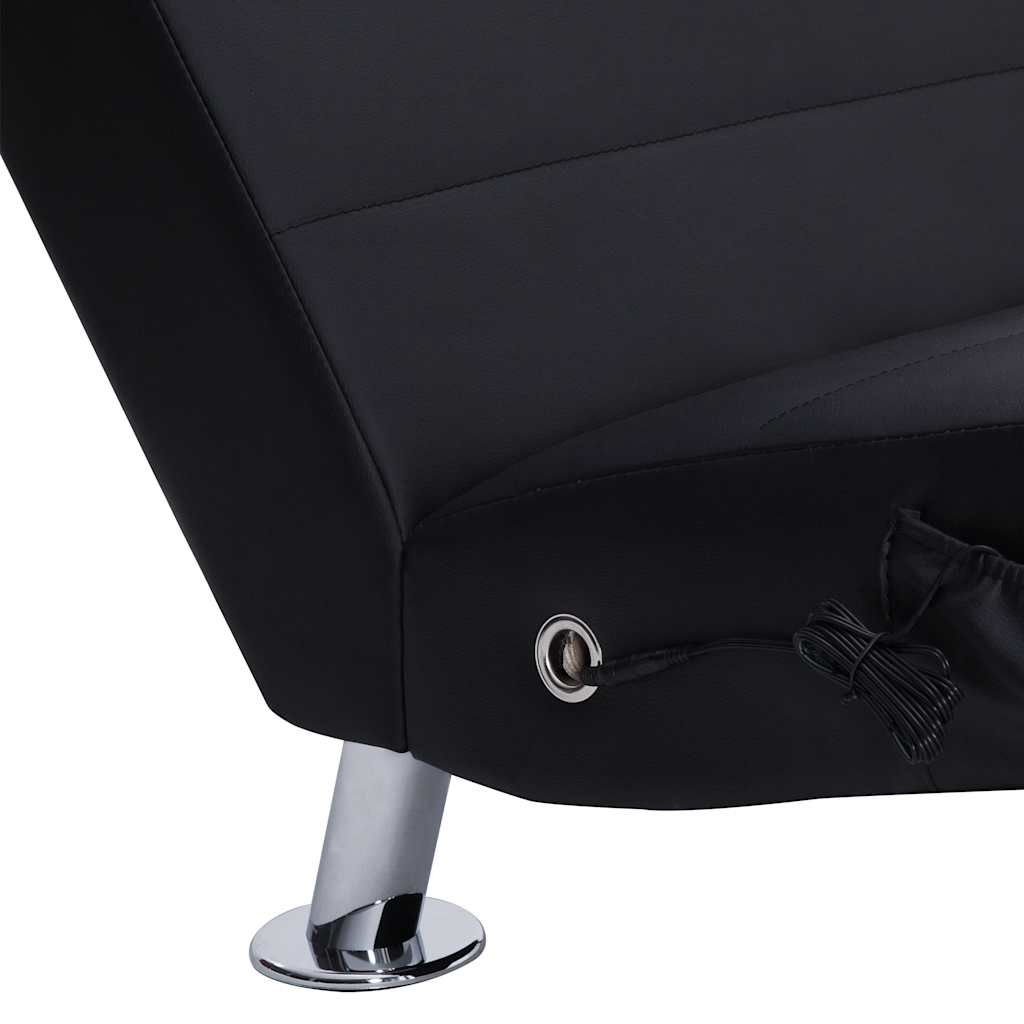 Massage chaise longue met kussen kunstleer zwart is nu te koop bij PeponiXL, paradijselijk wonen!