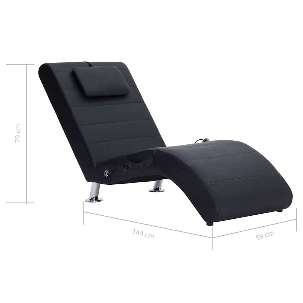 Massage chaise longue met kussen kunstleer zwart is nu te koop bij PeponiXL, paradijselijk wonen!
