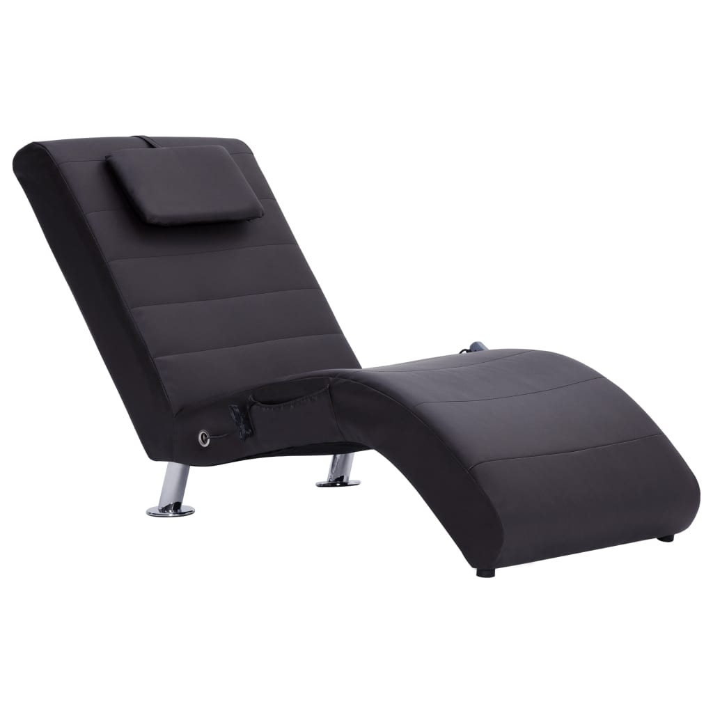 Massage chaise longue met kussen kunstleer bruin is nu te koop bij PeponiXL, paradijselijk wonen!